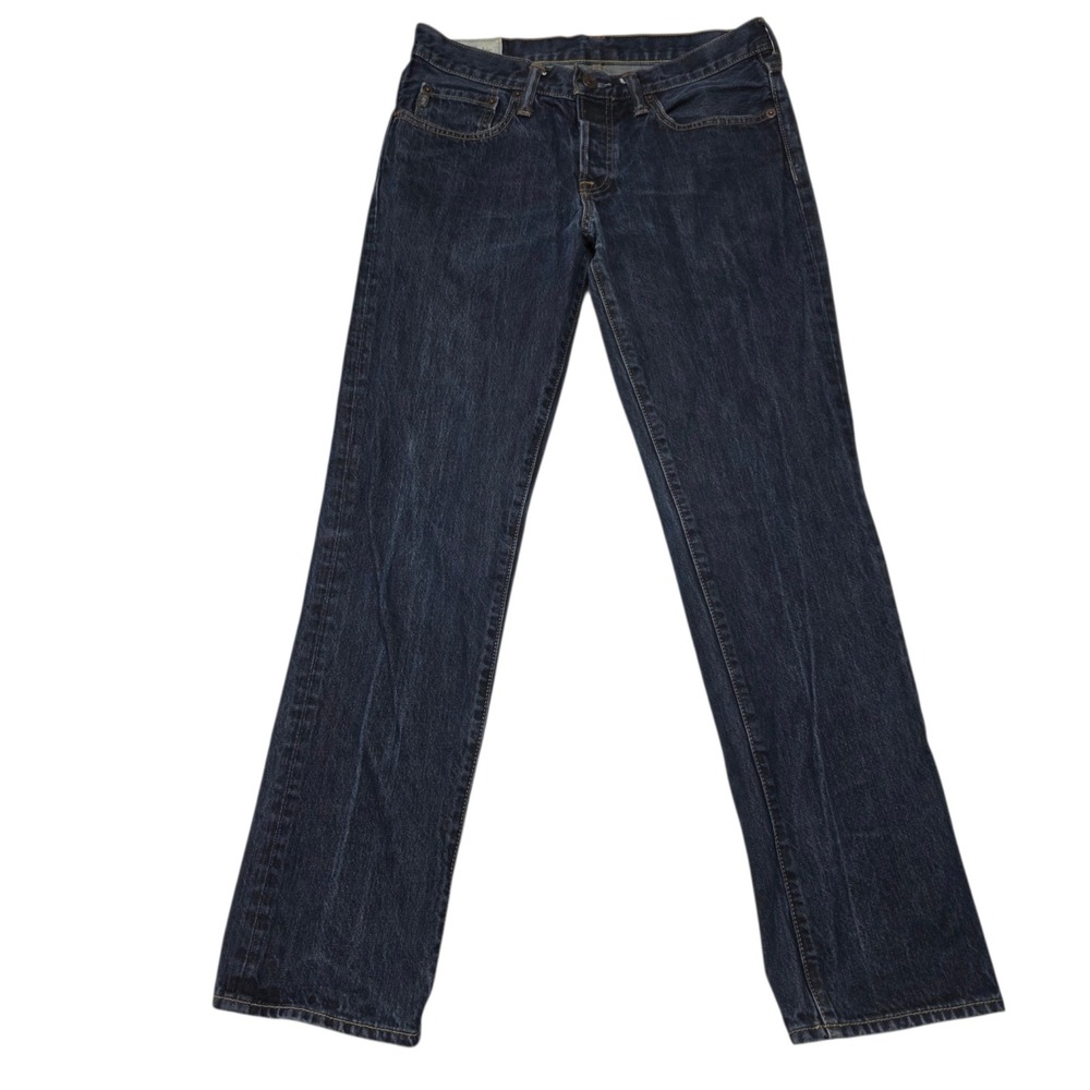 Abercrombie‎ & Fitch Slim Straight Jeans Mens 31x30 Dark Wash Button Fly Denim